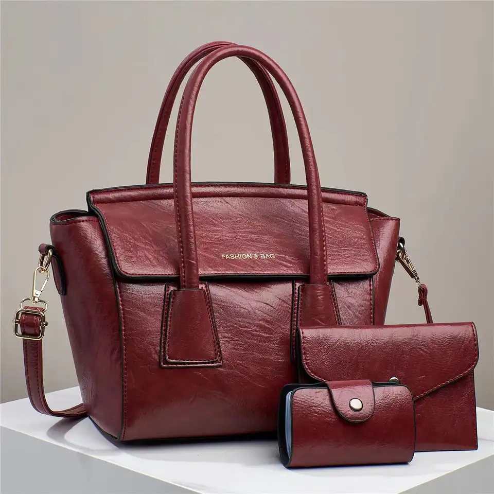 Retro 3 Piece Premium Ladies PU Leather Handbag - Image 6