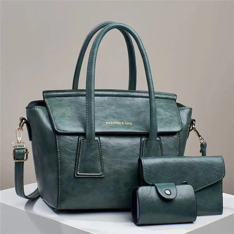 Retro 3 Piece Premium Ladies PU Leather Handbag - Image 2