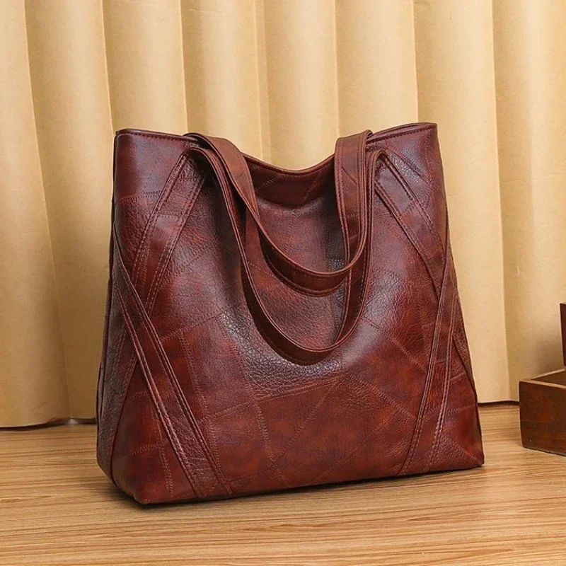 New Arrival Patchwork Vintage  Pu leather Ladies Handbag - Image 2