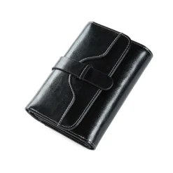 Premium Vintage Design Card holder RFID Genuine Leather Women's Short Purse - Black