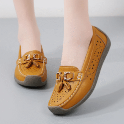 Premium Ladies Hollow Out Breathable Leather Casual Comfort Loafers
